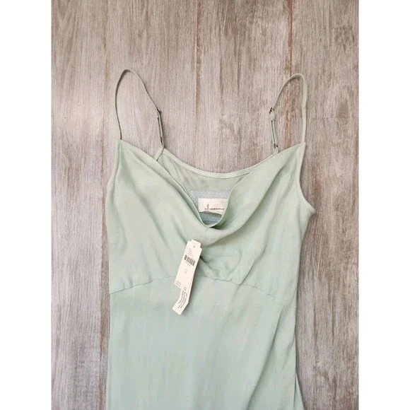 NWT Anthropologie Elyse Slip Dress Maxi Cowl Neck Sleeveless Mint Green Sz XS - Picture 3 of 14